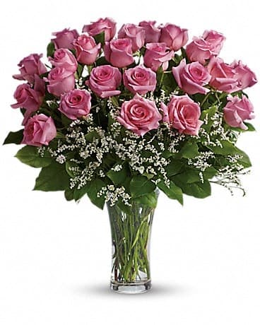 Make Me Blush - Dozen Long Stemmed Pink Roses, another view